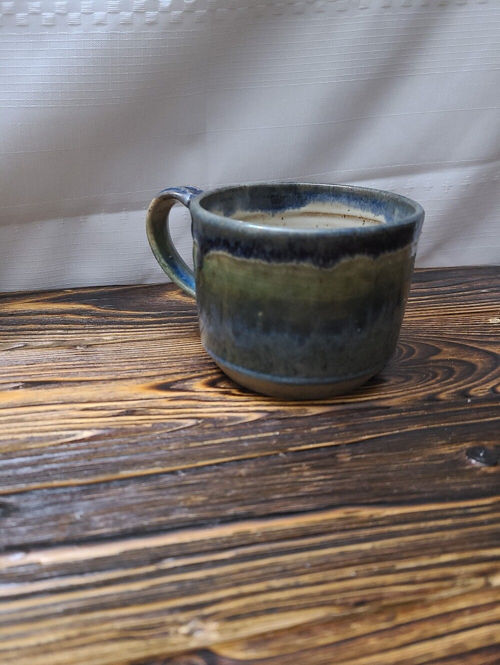 Handmade Studio Art Pottery Blue Green Ombre Glazed Mug
